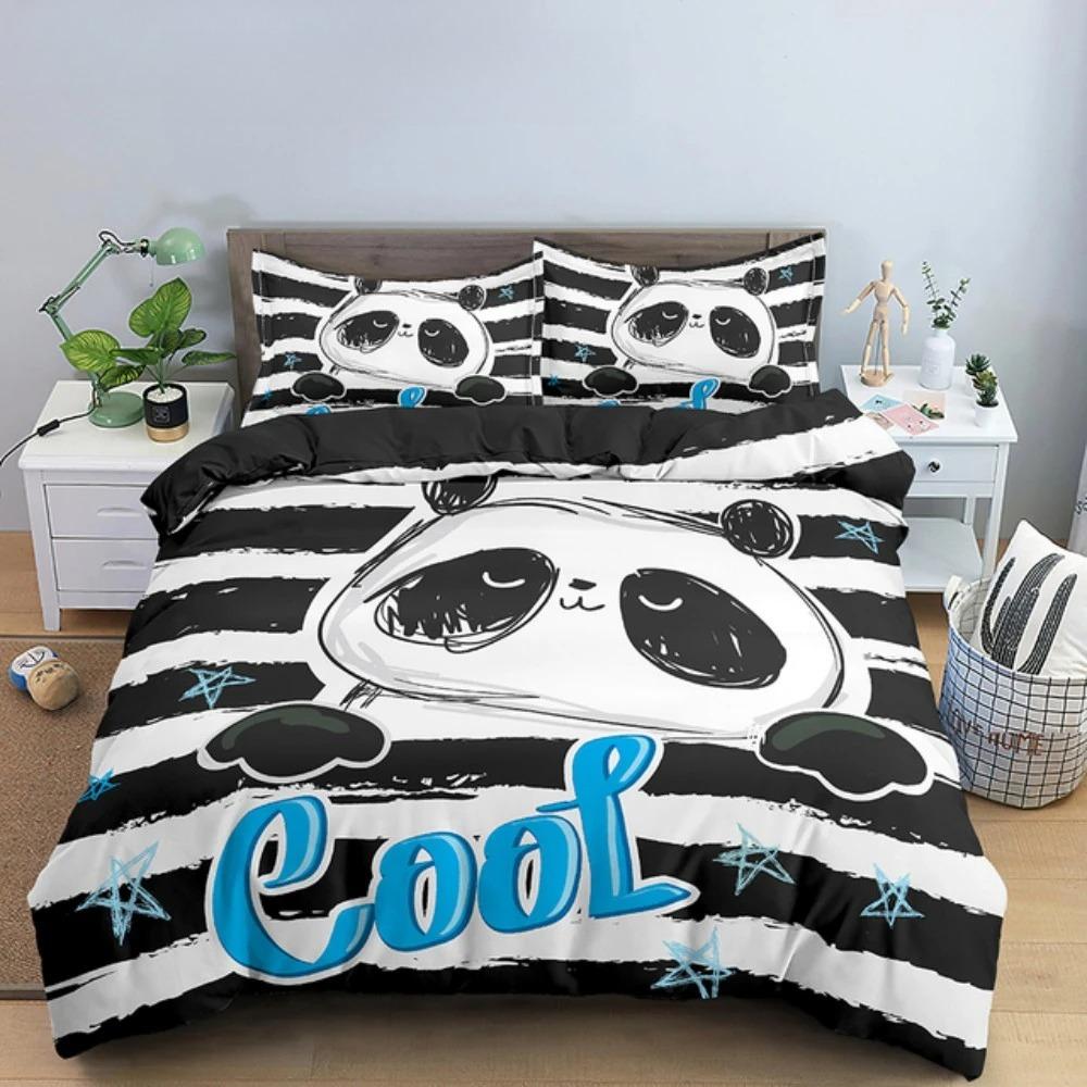 Cartoon Lovely Panda Bedding Set White Bed Linen 3D Print Gift for Kids Girls 2/3pcs Twin Single Queen King Size Duvet Cover Set