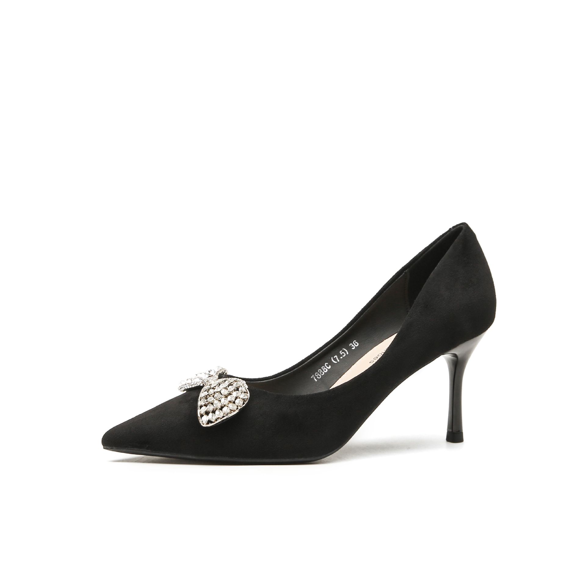 

Замшевые удобные туфли на высоком каблуке женские туфли-лодочки со стразами и бантом для работы знаменитости из Интернета 40