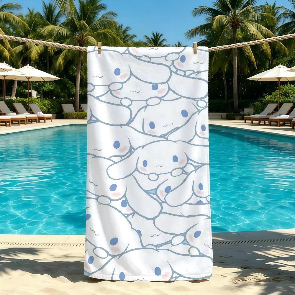 C-Cinnamoroll Cartoon S-Sanrio Beach Towel, Super Absorbent Quick Drying Summer Towel for Outdoor Camping Pool Travel Gift