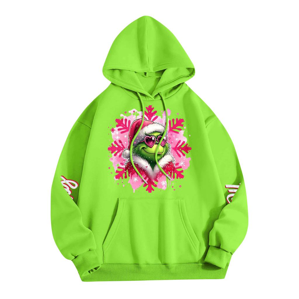 Kids Casual Fashion Christmas Print Long-sleeved Drawstring Hooded Sweatshirt