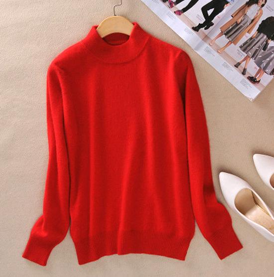 Women's Half-High Collar Spring/Autumn Knit Sweater Pullover