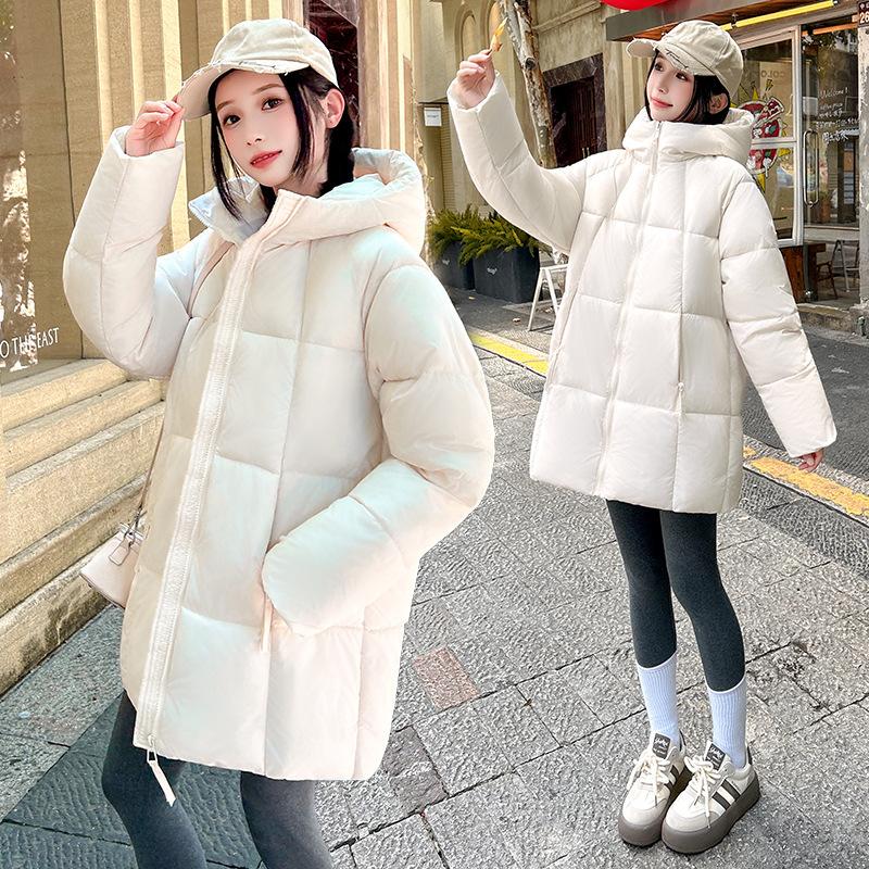

Women s New Hooded Cold Windproof Lightweight Thickened Fluffy Warm Loose High-quality Fabric Leisure Sports Cotton Clothing M