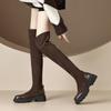 Krazing Pot Flock Autumn Winter Shoes Med Heels Size 43 Stovepipe Boots Round Toe Keep Warm Zipper Over-the-knee Boots