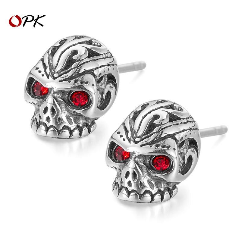 European American Stainless Steel Earrings With Male Personality Retro Hip-hop Street Skull Punk Style Titanium