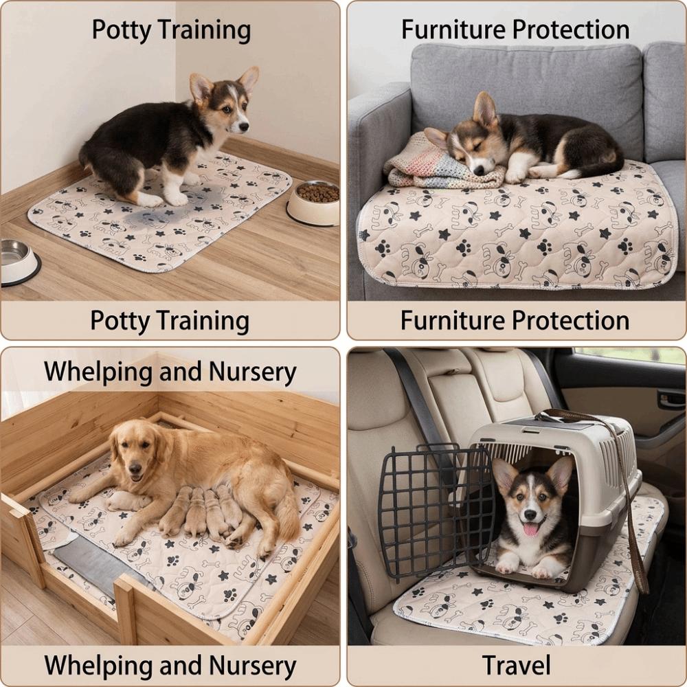 Polyester Fabric Washable Dog Urine Pad Leak Resistant Leak Proof Pet Mat  House Training