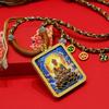 Hand-Painted Tibetan Thangka Amulet Necklace: Zodiac Eight Protectors - Acala, Amoghasiddhi, Vairocana Buddha