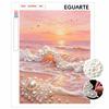 DIY Ingelijste Parel Schilderen Kit Roze Zonsondergang Oceaan Golven 3D Sprankelend Kralen Canvas Creatieve Huis Muur Decoratie Kunst Cadeau Voor Slaapkamer Woonkamer