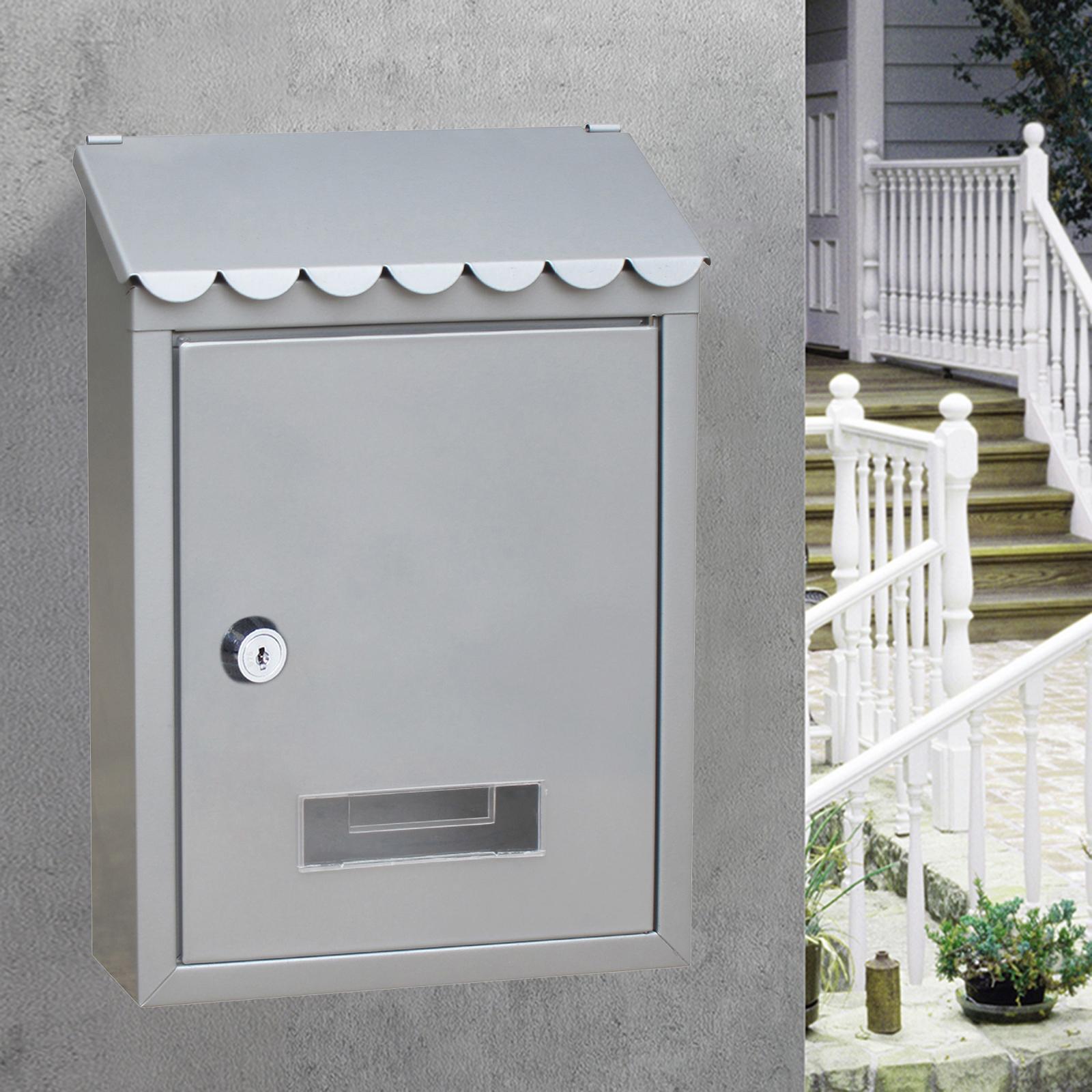 Mailbox 22x6.5x30cm Mail Locking Mail Box Home Gate Newspaper Install Screws серебряный
