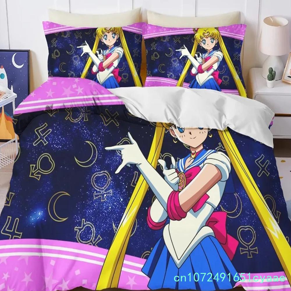New Sailor Moon Bedding Set,Japanese Anime Sailor Moon Bedding Set,Beautiful Girl Quilt Cover Cute Printing Duvet Home