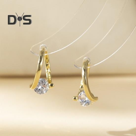 1 Paar Hängeohrringe für Damen, Zirkonia, poliertes Kupfer, unregelmäßige Huggie-Ohrringe, galvanisierte Ohrstecker für Party, Dating, Abschlussball