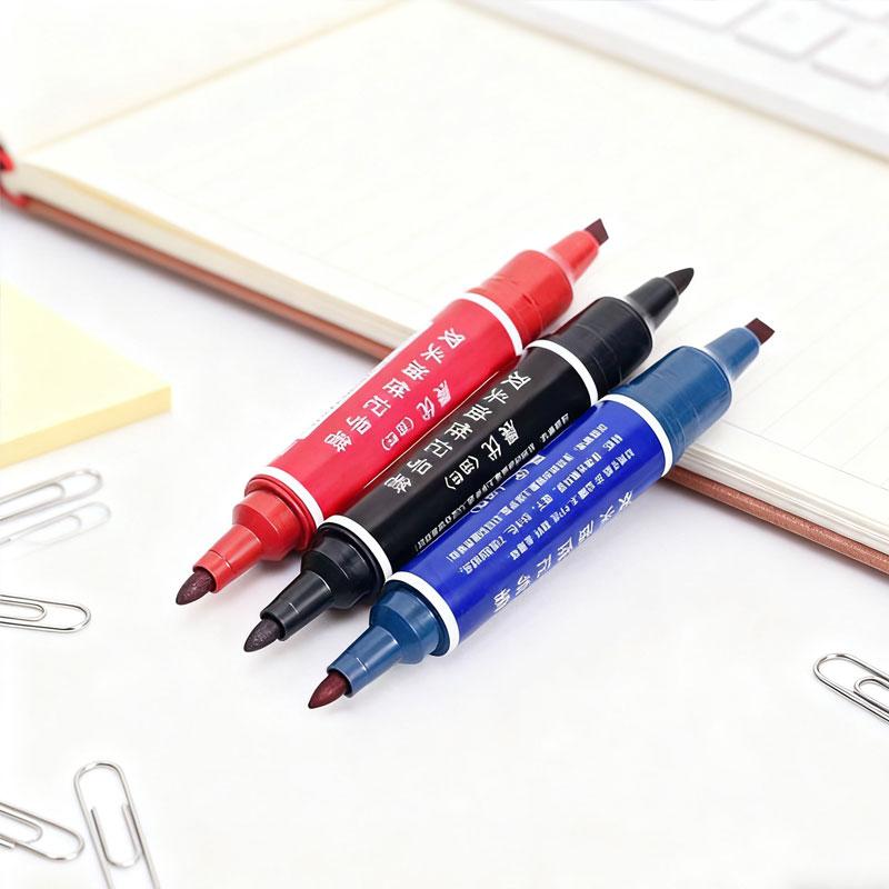 Thick-tipped Marker Pen in Black Blue Red with No Color Fading At Both Ends Waterproof Double-tipped Oil-based Large-tipped Pen