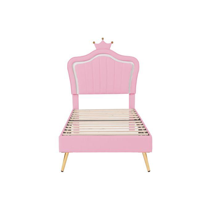 Pat pentru copii - MUVOE - 90 x 200 cm - Piele ecologică - LED - Design scoică