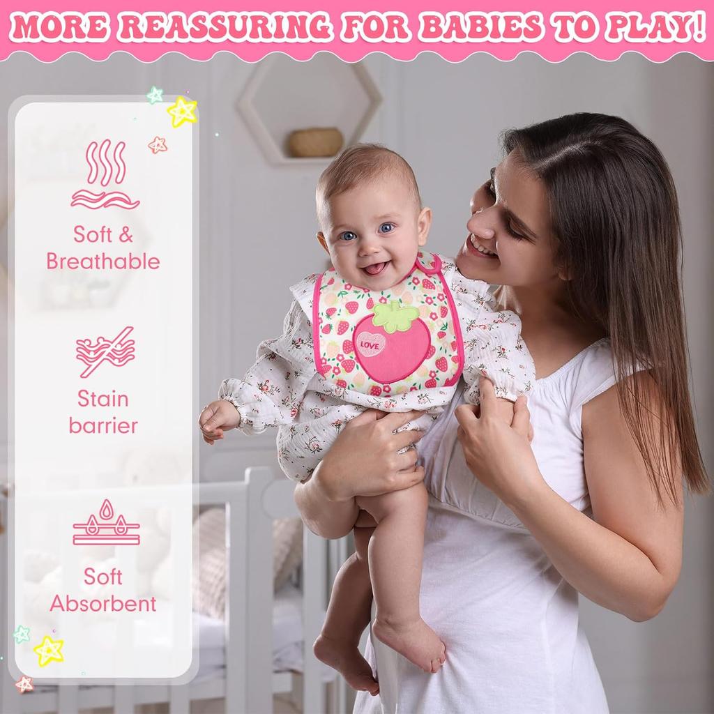 HooLing 24 Pcs Toddler Bibs Waterproof Baby Cotton Soft Girl Drool Bibs Feeding Kindergarten Welfare Home Newborn Party