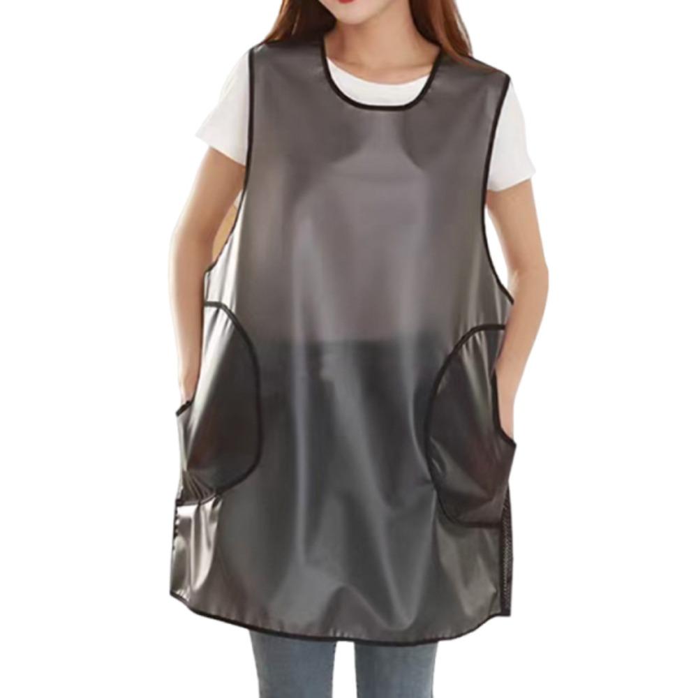 Stain-proof TPU Apron Waterproof Dishwashing Cleaning Apron Catering Work Clothes Household Black Style C