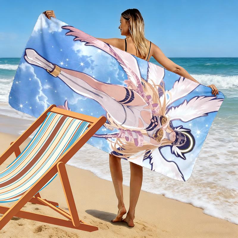 Angewomon Print Beach Towel, Large Soft Quick Dry Towel for Beach Camping Swimming