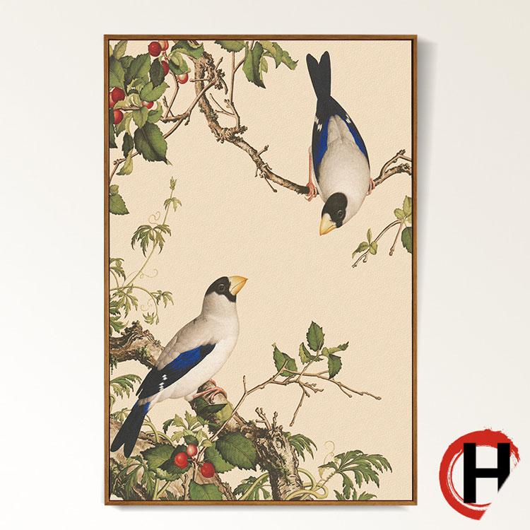 

HD животное птица холст картина весна персик цветок картина китайский стиль печать плакатов гостиная украшения дома стены 30X40cm Unframed