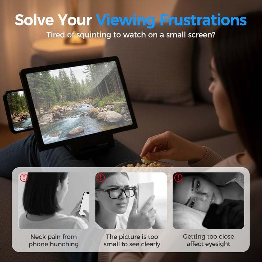 Screen Magnifier HD Screen Magnifying Glass Eye Protection Lightweight Portable Screen Enlarge Magnifier Phone Holder