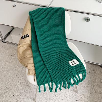 New Knitted Scarf Women's Autumn and Winter Solid Color Korean Version Versatile Tassel Long Warm Men's and Women's Couple Scarf