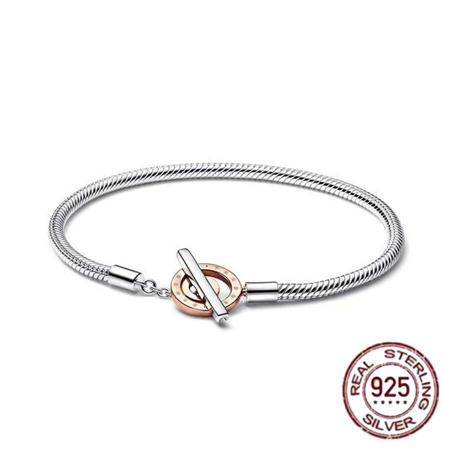 New Product 100% S925 Fine Heart-shaped Snake Bone Bracelet, Suitable for Original DlY Bracelet and Women's Fashion Accessories.