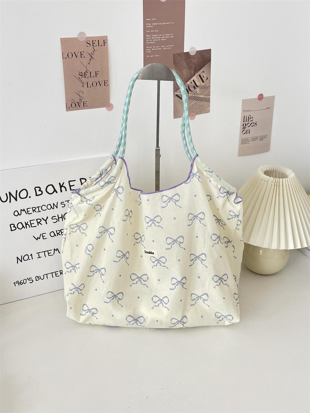 

Летняя вместительная сумка через плечо, сумка для покупок на шнурке, сумка-тоут с бантом, сумка подмышкой.