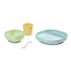 BEABA Set vaisselle silicone repas bébé, 4 pièces, avec ventouse, anti-dérapant, jaune