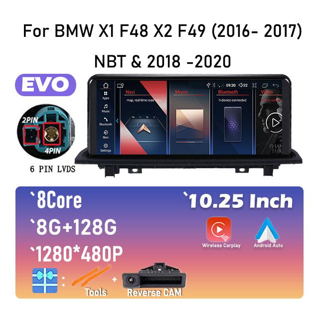 10.25 Inch Android 14 For BMW X1 F48 X2 F49 (2016- 2017) NBT & 2018 -2020 EVO System Car Player GPS Navigation Multimedia Video