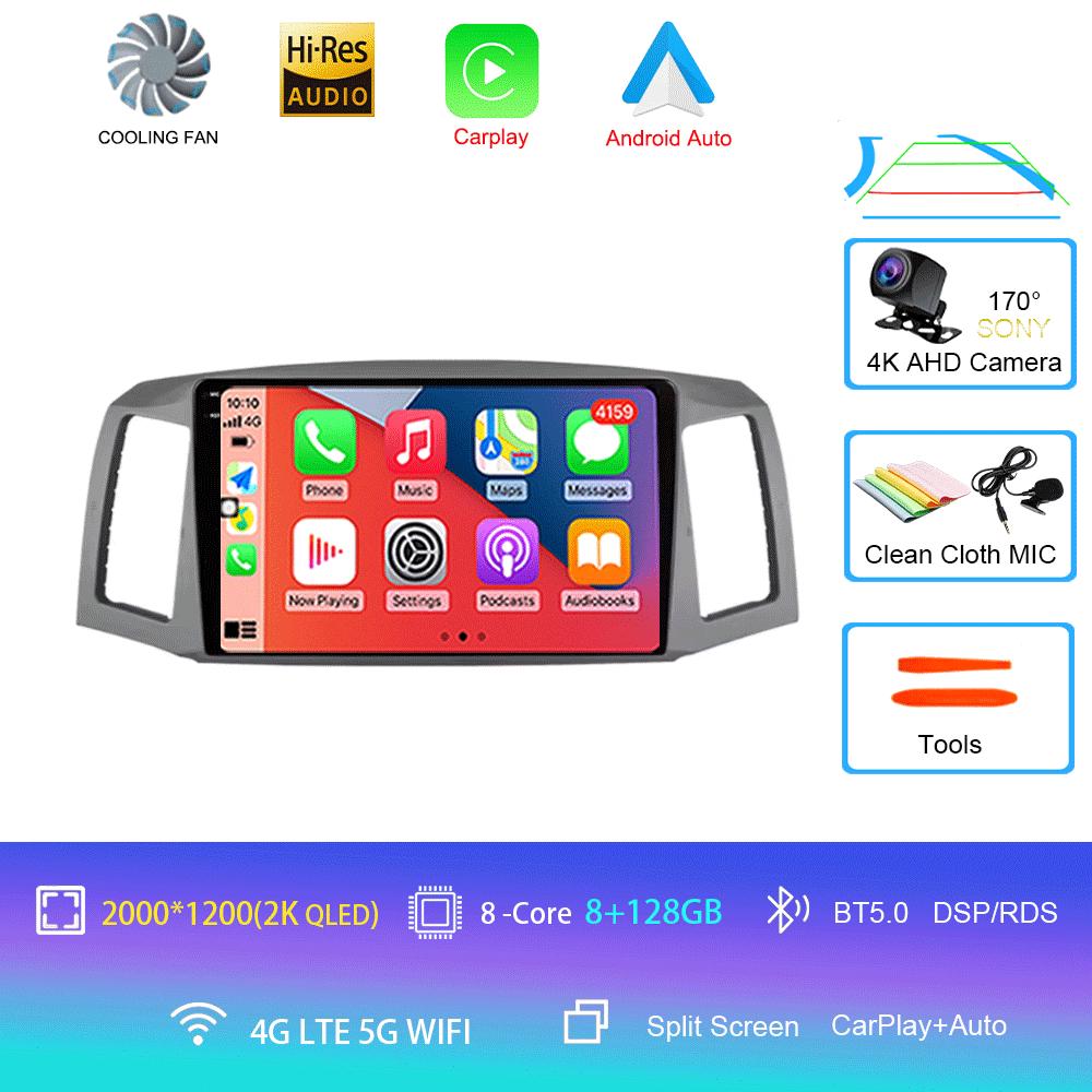 Android 14 Carplay Auto For JEEP Grand Cherokee WK 2004 2005 2006 2007 Multimedia Car Radio Navigation Player Video WIFI+4G DSP
