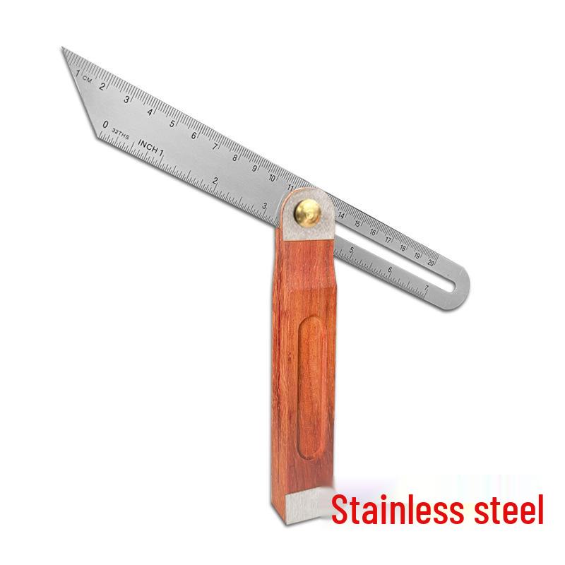 360° Rosewood Adjustable Protractor & Level T-Square for Woodworking Universal Aluminum Handle
