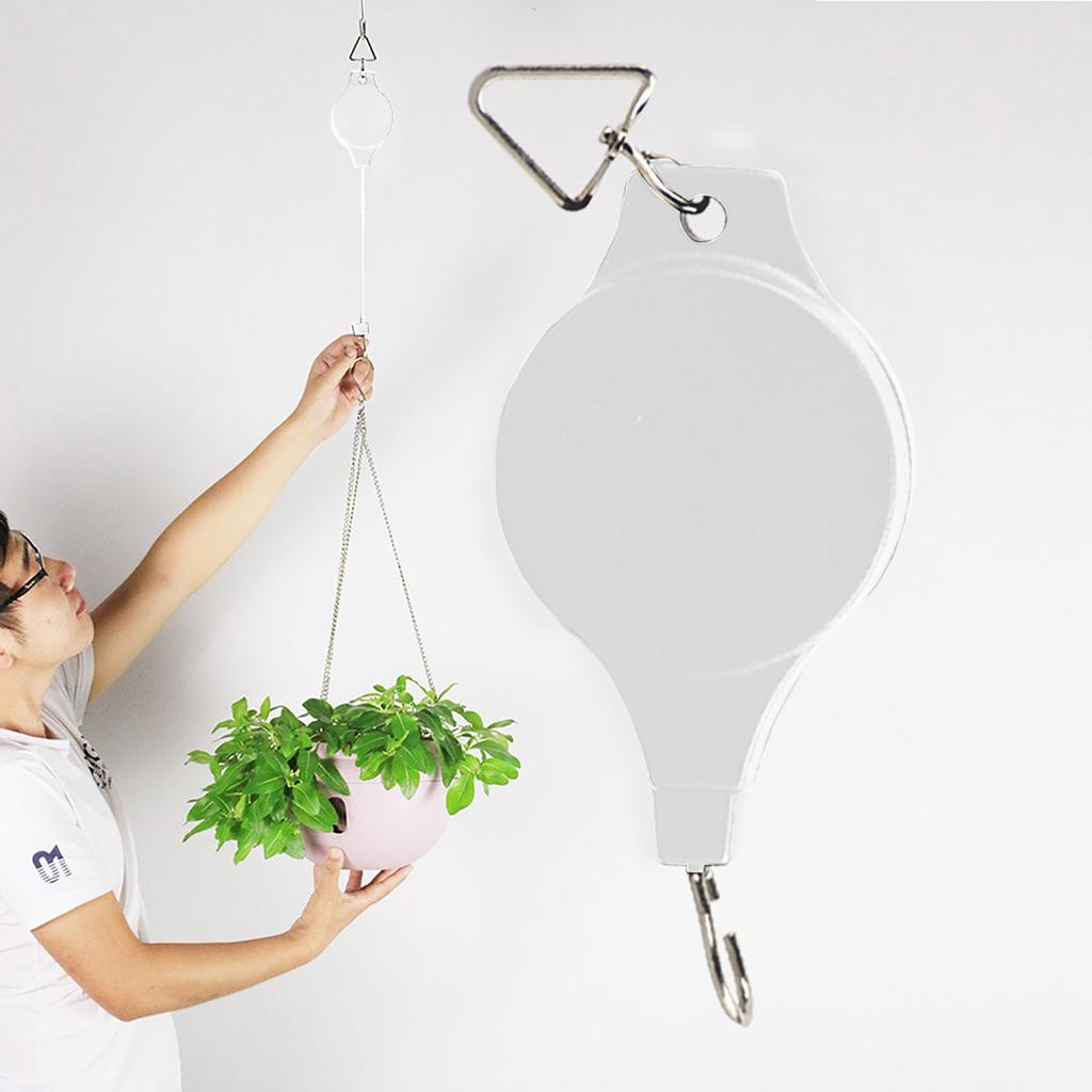(SU)Retractable Pulley Hanging Basket Pull Down Hanger Garden Plant Pots Hook