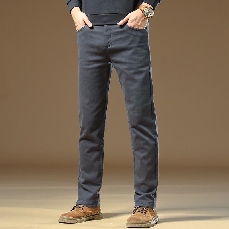 Herren 2025 Neue Herbst Slim Graue Freizeithose - High-End, Business Straight Fit, Plus Samt und Verdickt