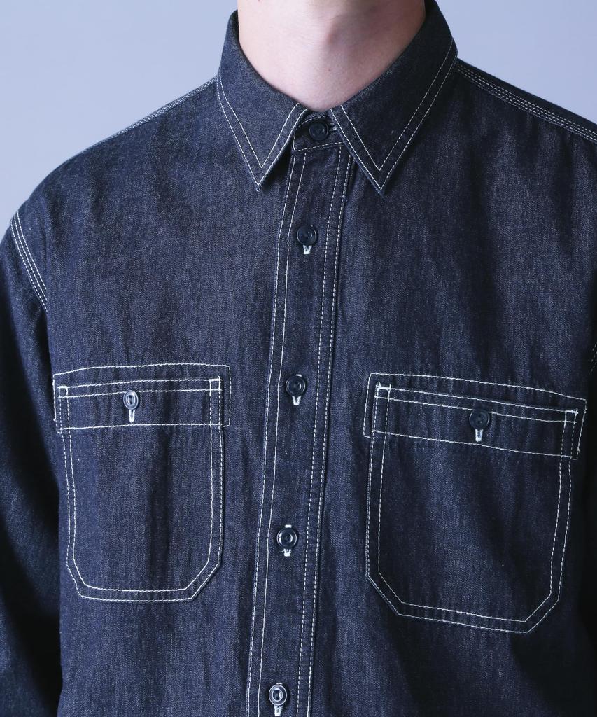 AVIREX BASIC LIGHT DENIM L/S SHIRT M 367 Indigo
