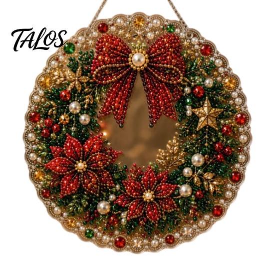 Holiday Party Crafting Accessories Christmas Faux Pearl Painting Hanging Ornament Kit, DIY 3D Beads Multi Layered Bead Art Craft, Acrylic Gem