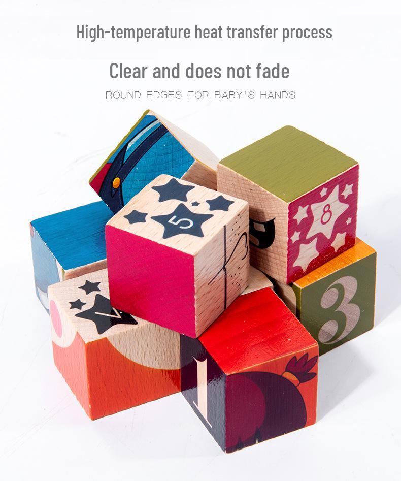 Children's Wooden Tangram & Domino Set with Peach Wood Sticks - Educational Building Block Toys