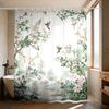 1Pc Hummingbird Flower Printed Waterproof Bathroom Partition Privacy Shower Curtain 12 Hooks Multiple Sizes Machine Washable