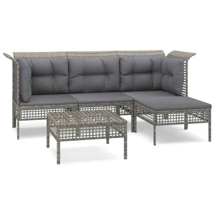 VidaXL Salon de Jardin avec Coussins 5 pcs, Ensemble de Meubles de Terrasse, Mobilier d'Extérieur, Canapé de Patio, Moderne, 3187502