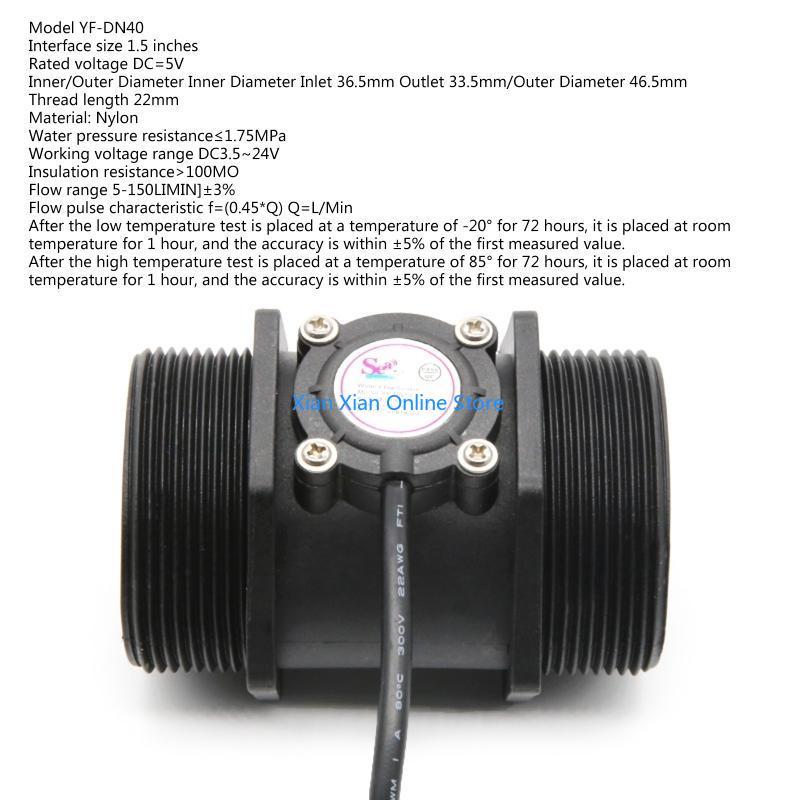 DN40 DN50 Water Hall Flowmeter Meter Counter Thread 1.5-inch Plastic B9HF