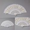Fashion Wedding White Lace Folding Fan Plastic Wedding Cosplay Party Home Decorative Fan Ancient Bride Hand Fan Decoration