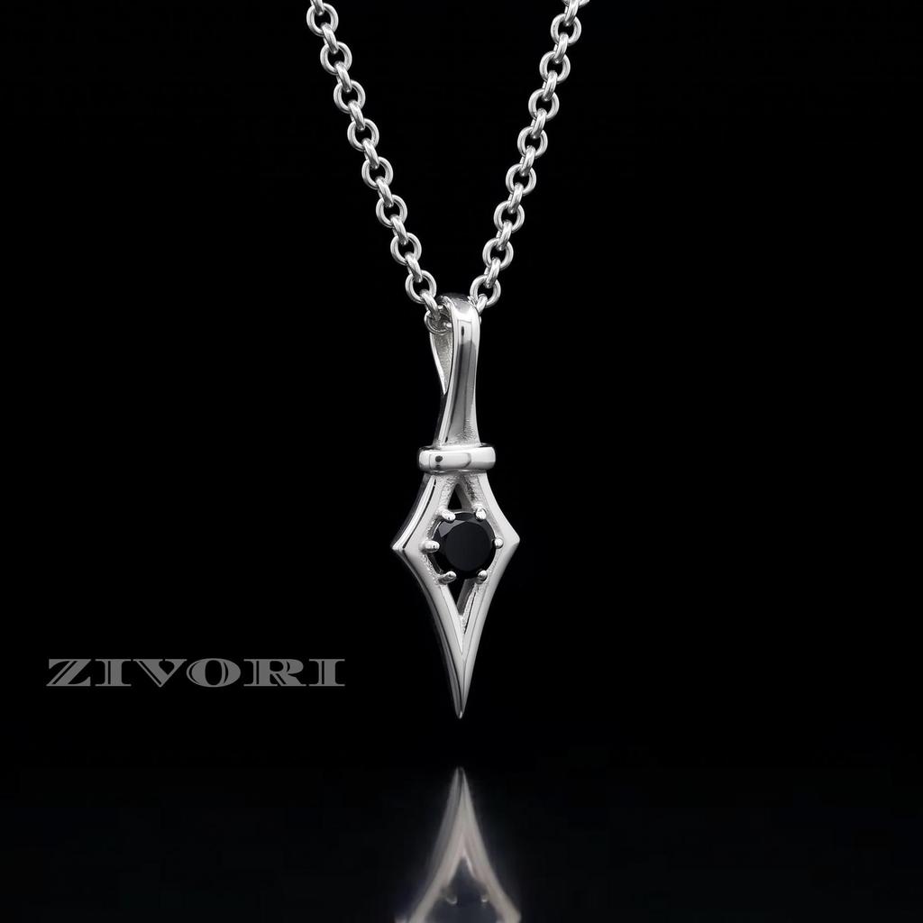 Ciondolo Onice Nero, Ciondolo da Uomo, Ciondolo in Argento Sterling 925, Ciondolo con Pietra Preziosa, Gioielli da Uomo, Regalo per Lui