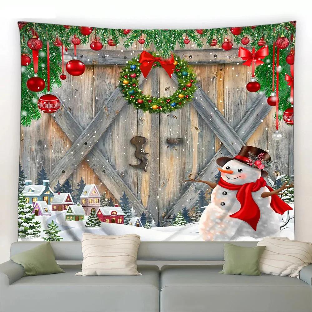 Christmas Cute Snowman Tapestry Bedroom Living Room Home Christmas Decoration Tapestry