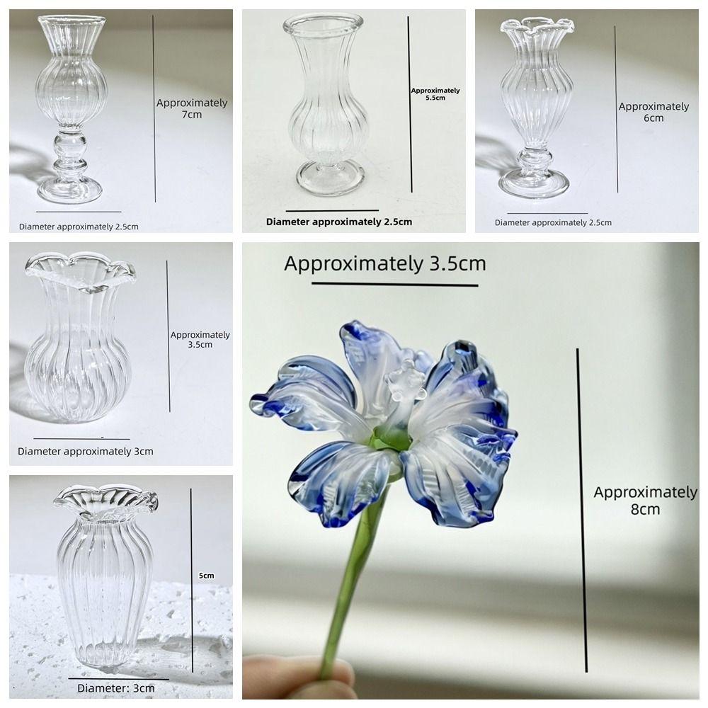 Mini Glass Flower Decor Colored Glaze Simulation Floral Hand-blown Glass Flower Gift Handmade Handcrafted Floral Sculpture
