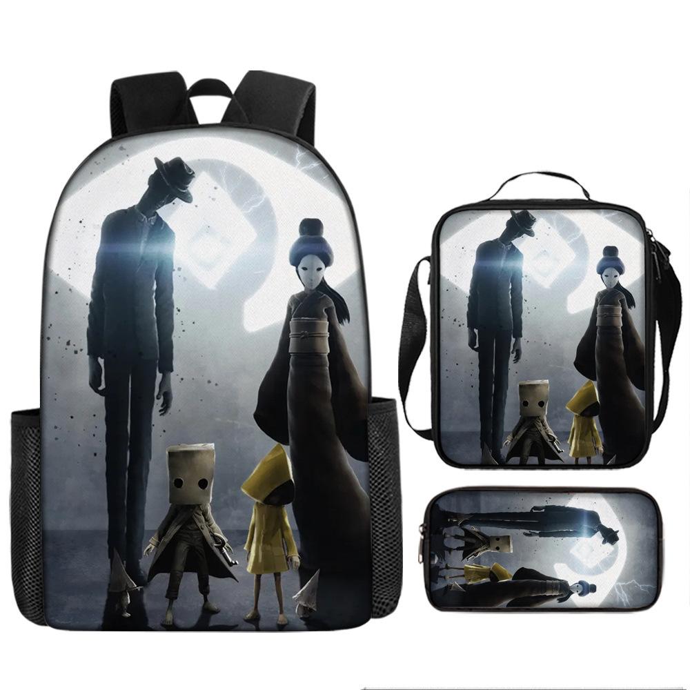 Luxury Popular Novelty Little Nightmares 3D Print 3pcs/Set pupil School Bags Laptop Daypack Backpack Lunch bag Pencil Case