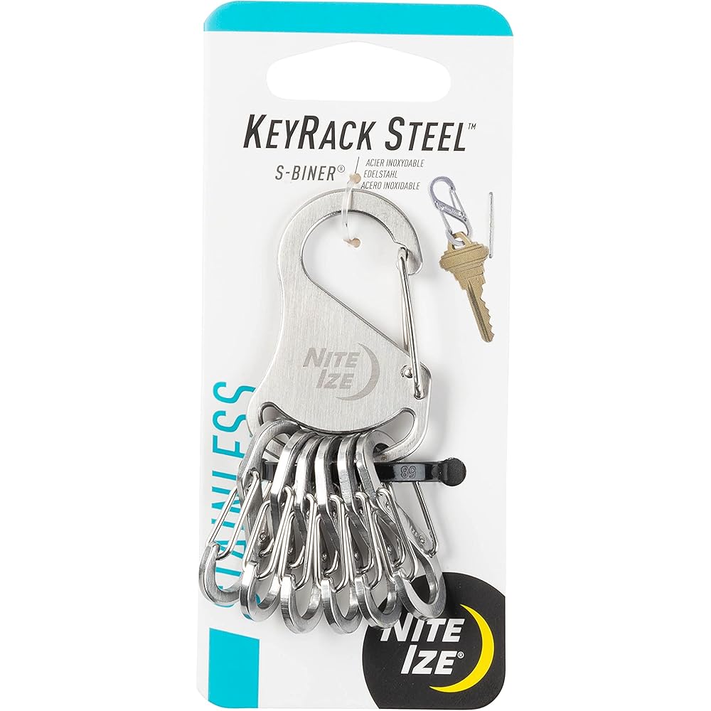 Nite Ize KeyRack Steel Silver KRS-03-11 Key Holder with 6 Hooks and Durable Design