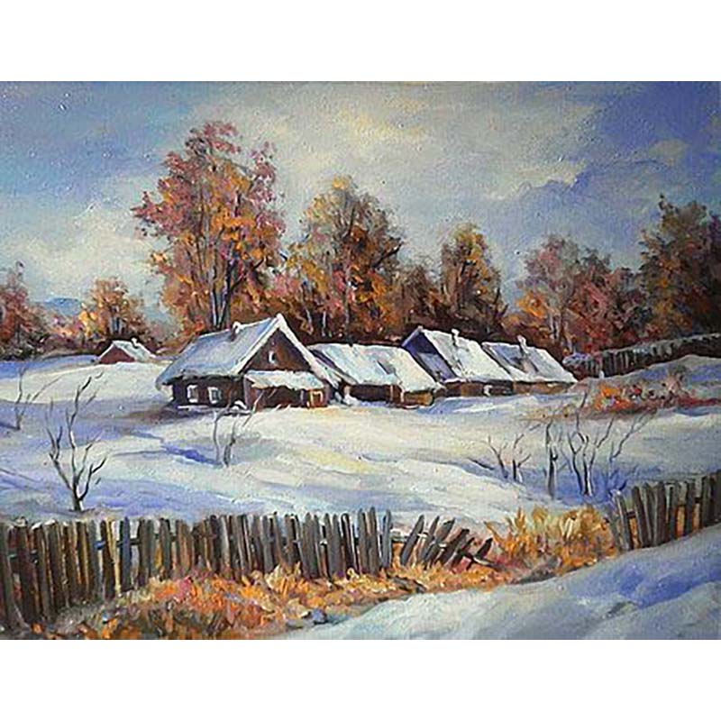 Zăpadă Scenic DIY 5D pictură cu diamant complet rotund burghiu peisaj broderie cu diamante cu punct de cruce kituri mozaic artă perete decor acasă