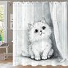 Cute Cartoon Cat And Dog Shower Curtain, Bathroom Decorative Curtain, Printed Shower Curtain, Home Decoration Curtain With Hooks