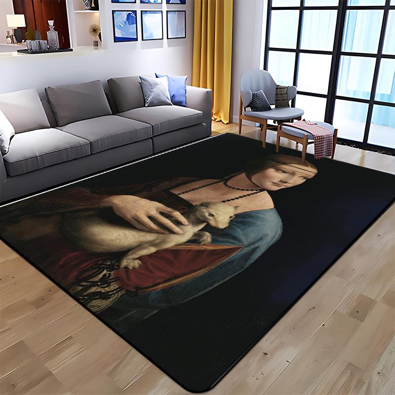 Famous Art Printed Oil Painting Carpet for Living Room Rugs Camping Stranger Things Picnic Mats Anti-Slip E-sports Rug Yoga Mat