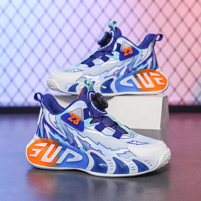Non-slip Sound Blue Ball Shoes Sports Shoes Friction Boys Basketball Shoes Girls Factory Direct Sales Children Breathable Mesh Surface