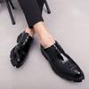 Men's shoes autumn patent leather casual shoes men's lace-up small leather shoes foreign trade simple single shoes outdoor business leather shoes