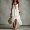 European and American Women's Clothing Fashion Solid Color Suspender Summer Casual Light Irregular Dress