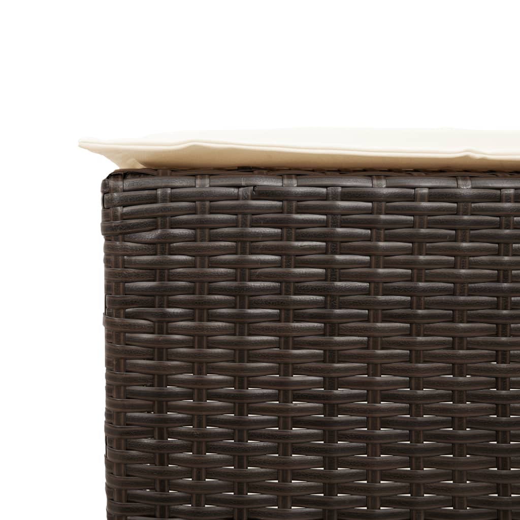 3 Piece Garden Bar Set with Cushions Brown Poly Rattan