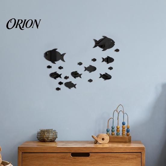Marine Life Home Decor Fish Mirror Wall Stickers, Self Adhesive Ocean Decals, Removable Stickers 3D Art for Living Room Bedroom Bathroom Tile